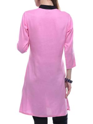 pink rayon solid kurta - 15108545 - Standard Image - 3