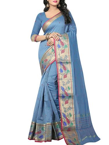 grey silk woven saree with blouse - 15108588 - Very Small Image - 1