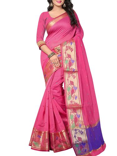 pink silk woven saree with blouse - 15108609 - Very Small Image - 1