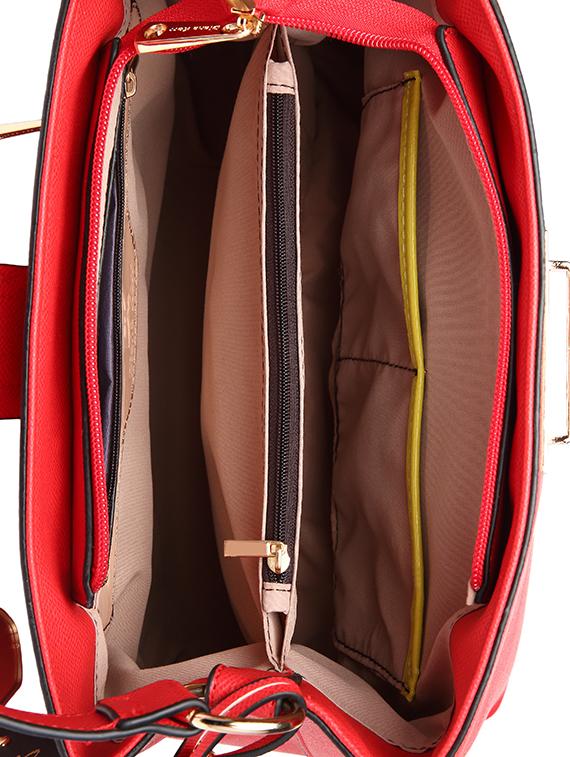 red leatherette regular handbag - 15109110 - Zoom Image - 3