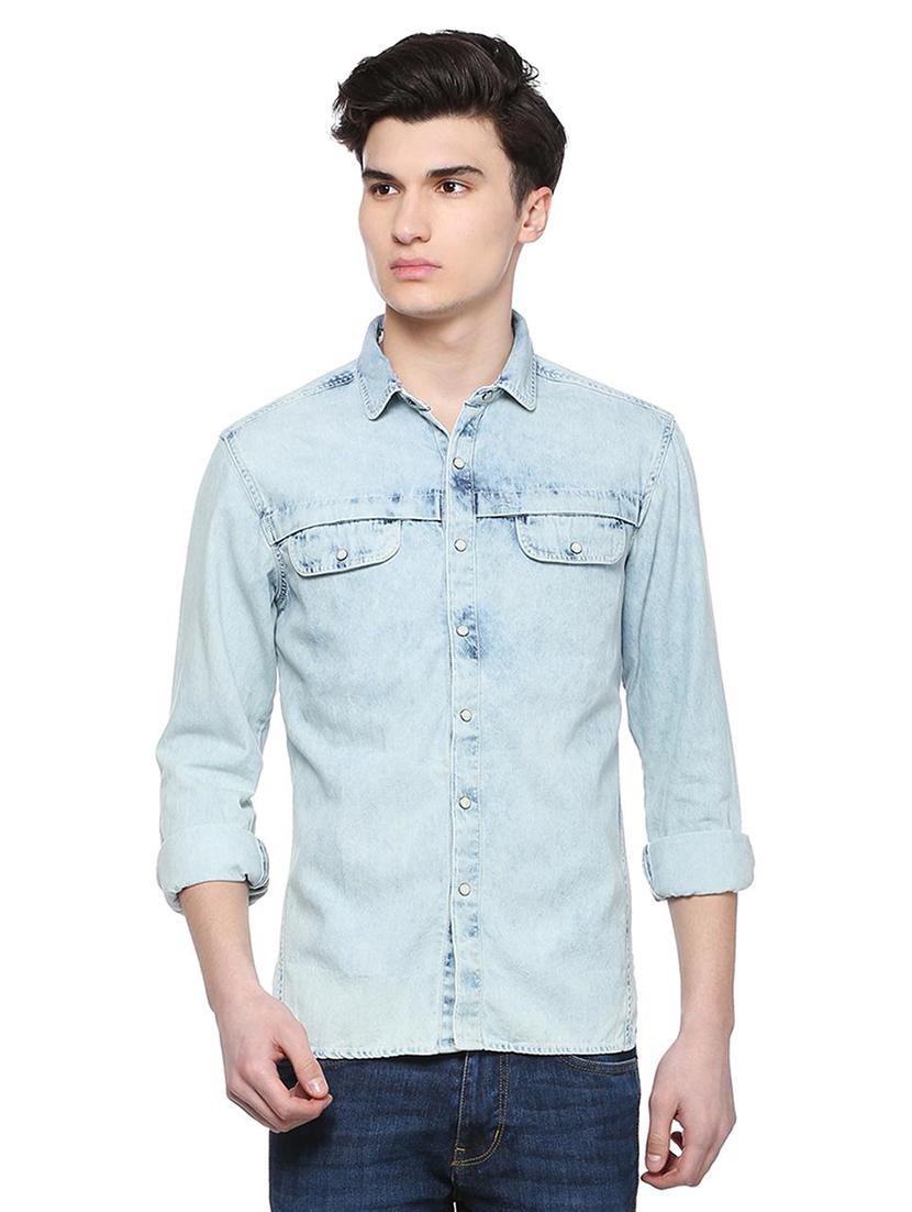 blue cotton casual shirt - 15109591 - Zoom Image - 1