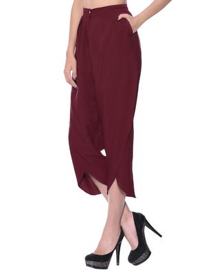 red solid crepe pleated trouser - 15110215 - Standard Image - 2