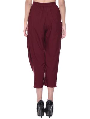 red solid crepe pleated trouser - 15110215 - Standard Image - 3