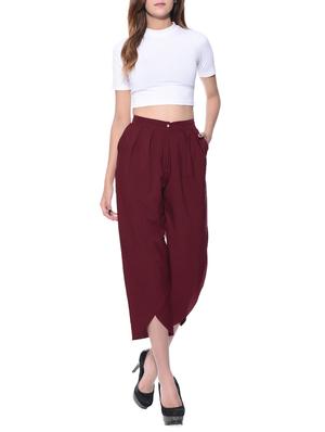 red solid crepe pleated trouser - 15110215 - Standard Image - 4