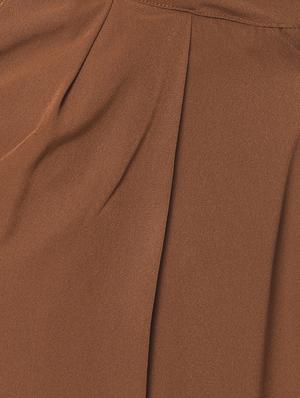 brown solid crepe pleated trouser - 15110216 - Standard Image - 5