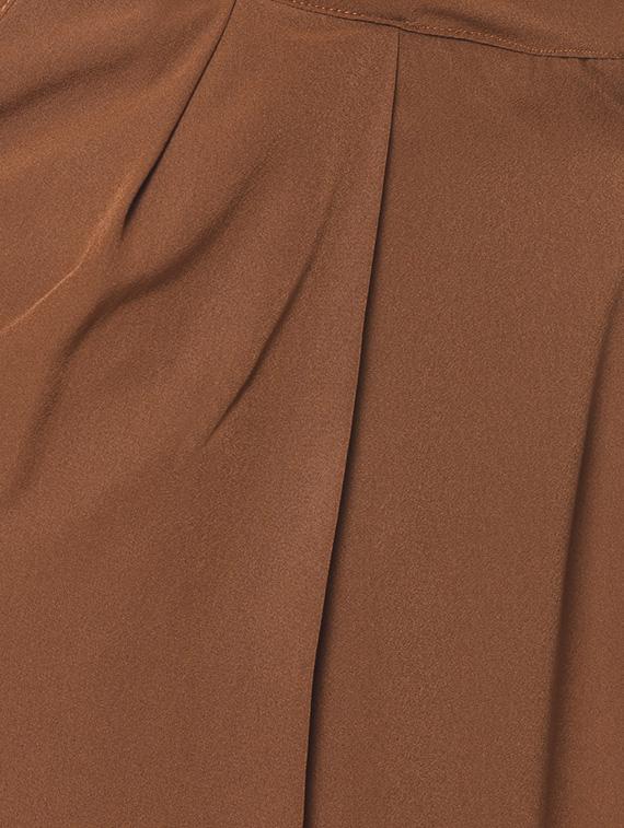 brown solid crepe pleated trouser - 15110216 - Zoom Image - 5