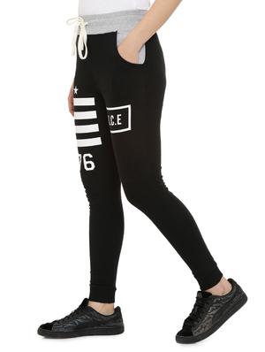 black cotton printed track pant - 15110316 - Standard Image - 2