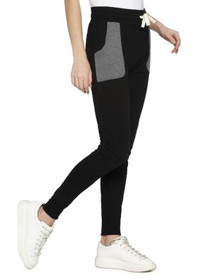 black solid cotton track pants - 15110324 - Standard Image - 2