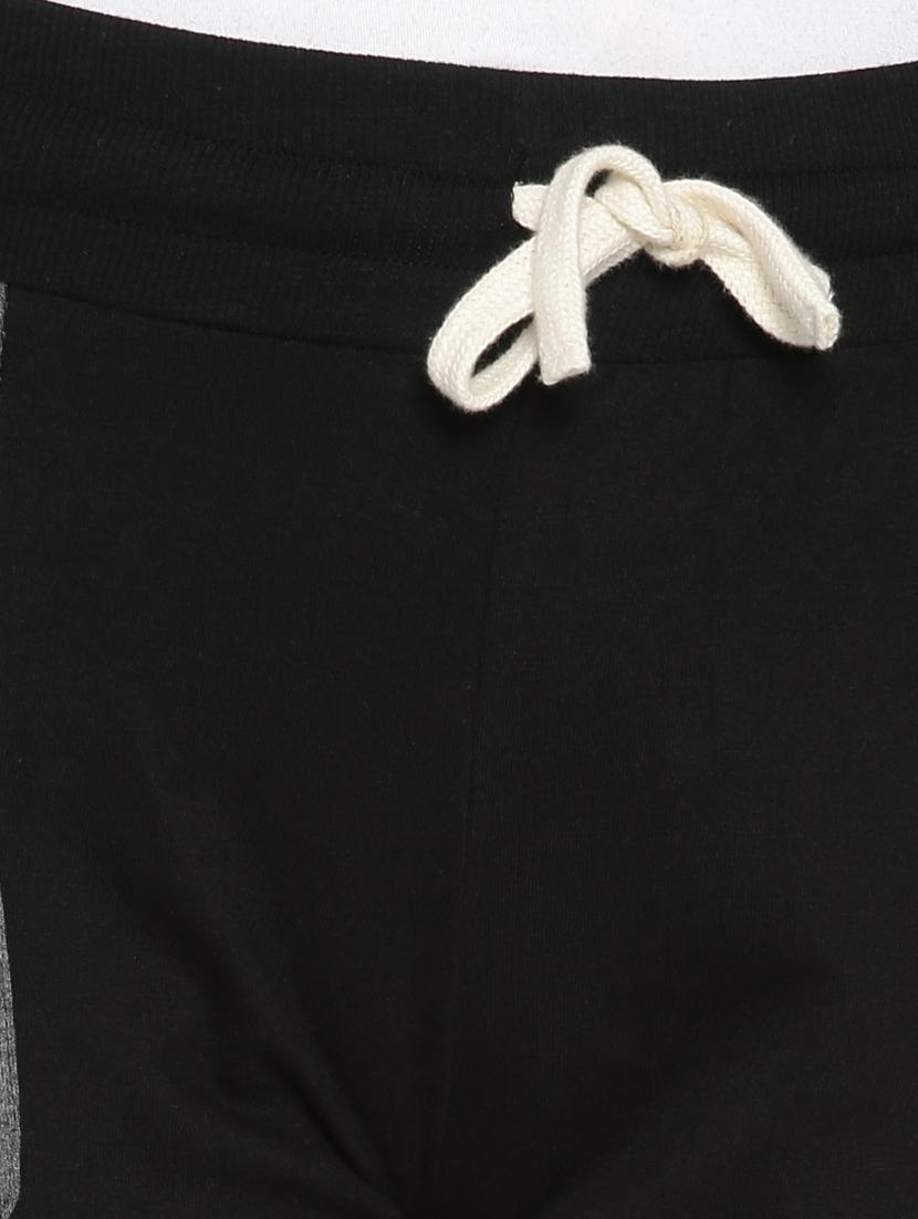 black solid cotton track pants - 15110324 - Zoom Image - 4