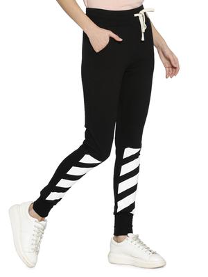 black solid cotton track pant - 15110325 - Standard Image - 2