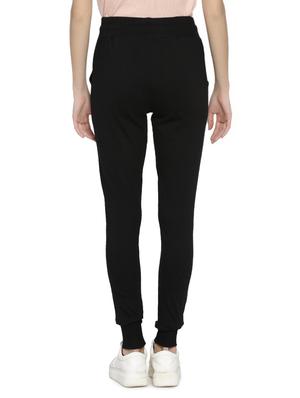 black solid cotton track pant - 15110325 - Standard Image - 3