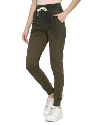 green cotton printed track pant - 15110492 - Standard Image - 2