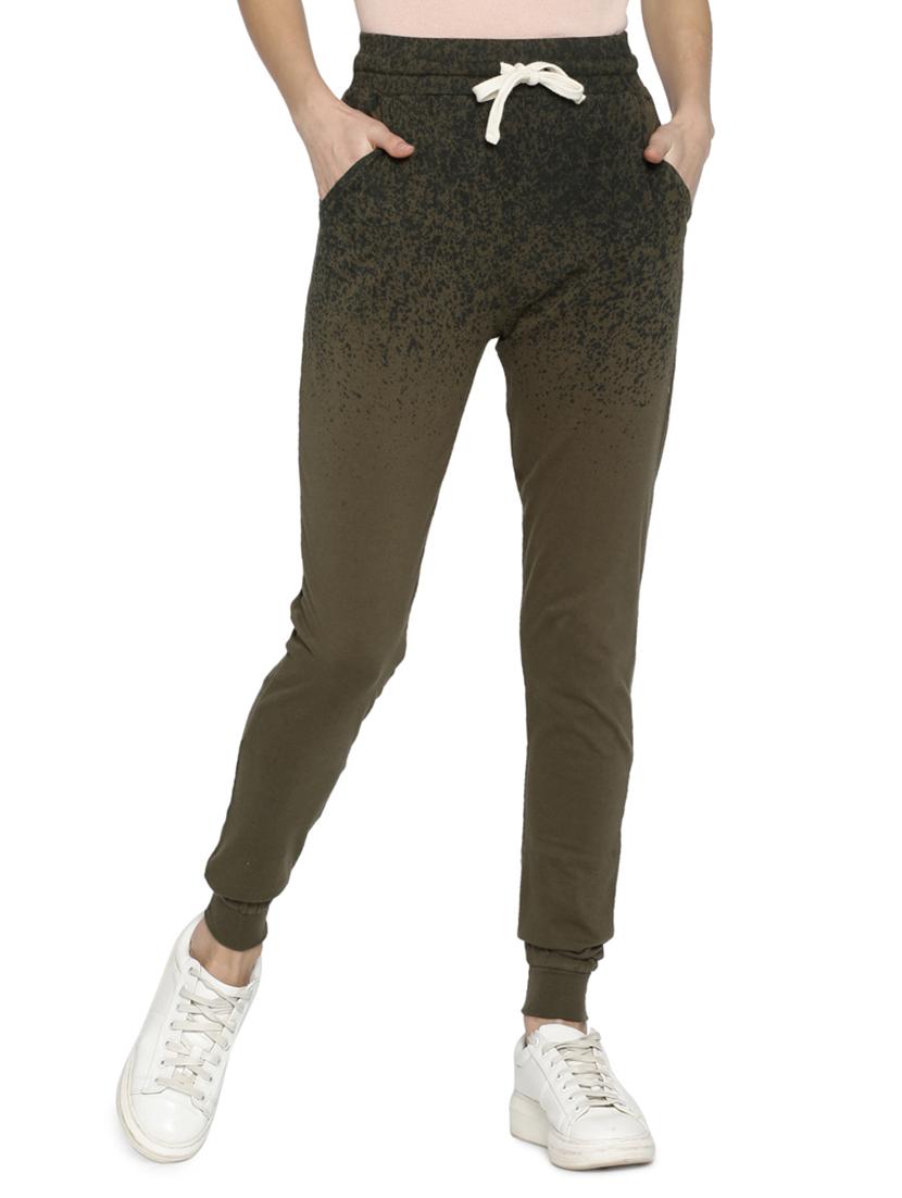green cotton printed track pant - 15110492 - Zoom Image - 1