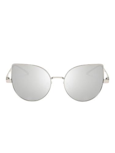 Cat-Eye Mirrored Flat Lenses Ultra Thin Light Metal Frame Women Sun-Glasses Eyewear - 15110835 - Very Small Image - 1