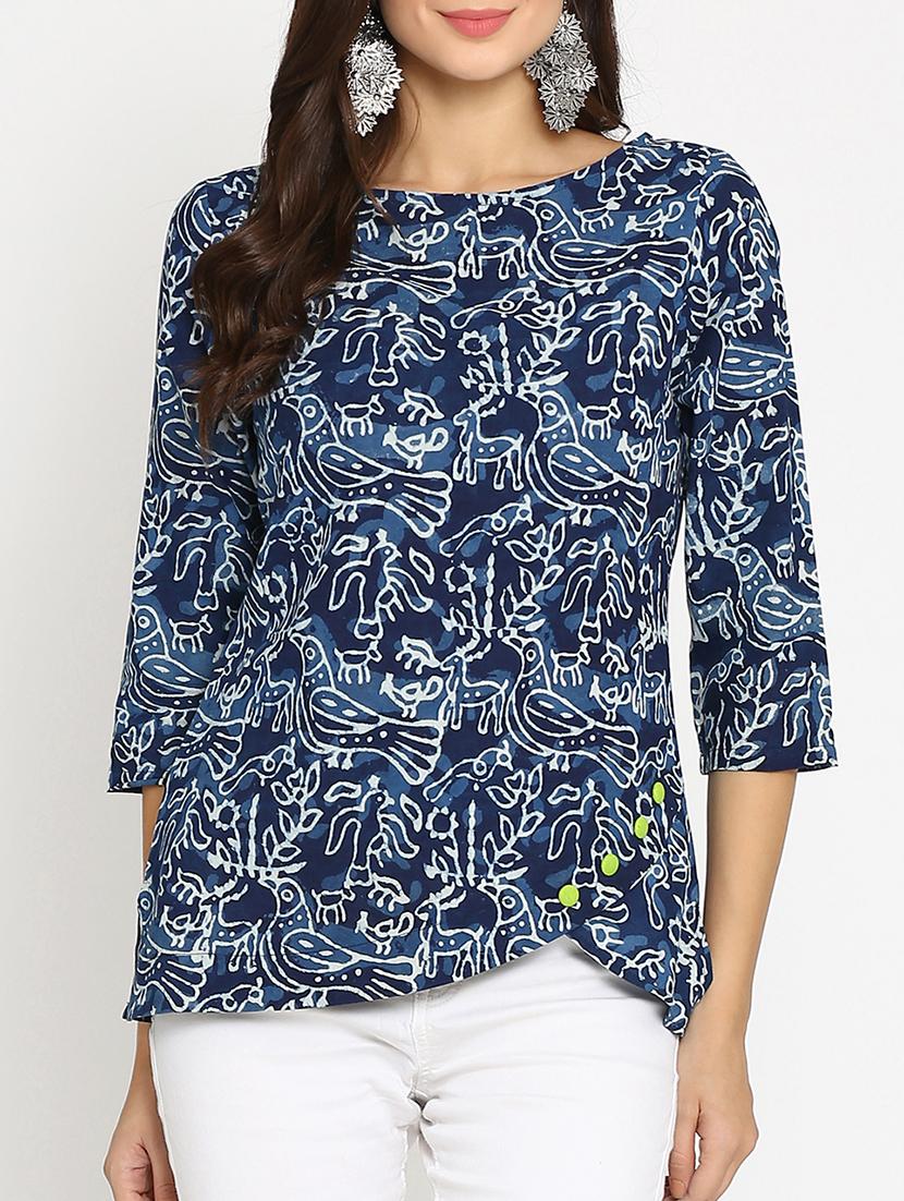 blue printed cotton top - 15111064 - Zoom Image - 1
