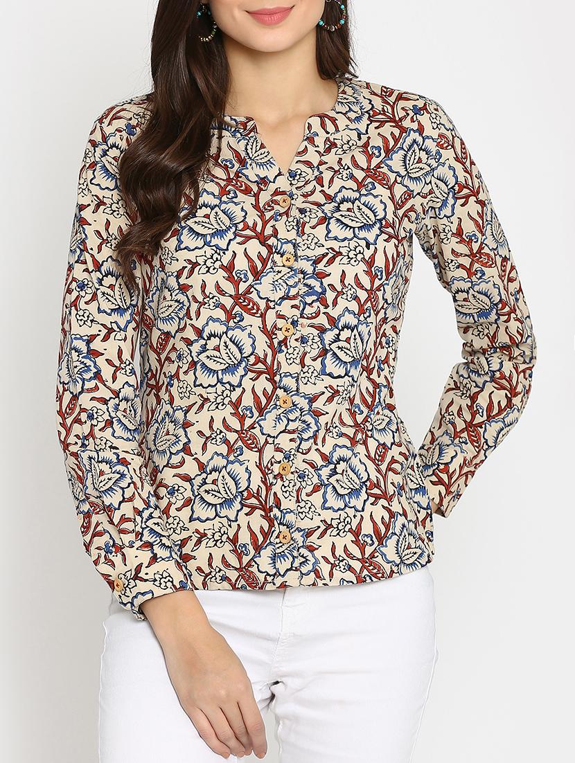brown floral cotton top - 15111066 - Zoom Image - 1