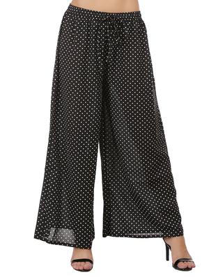 black polka dot flared palazzo - 15111068 - Standard Image - 1