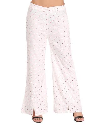 White polka dot flared palazzo - 15111069 - Standard Image - 1