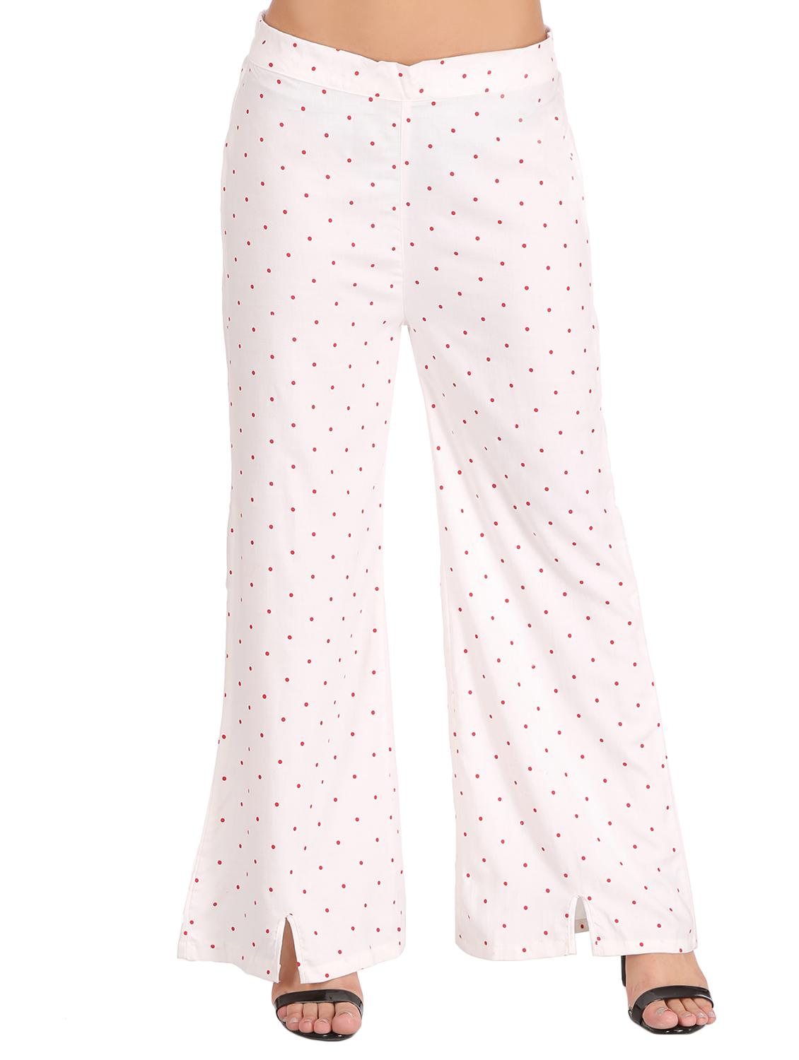 White polka dot flared palazzo - 15111069 - Zoom Image - 1