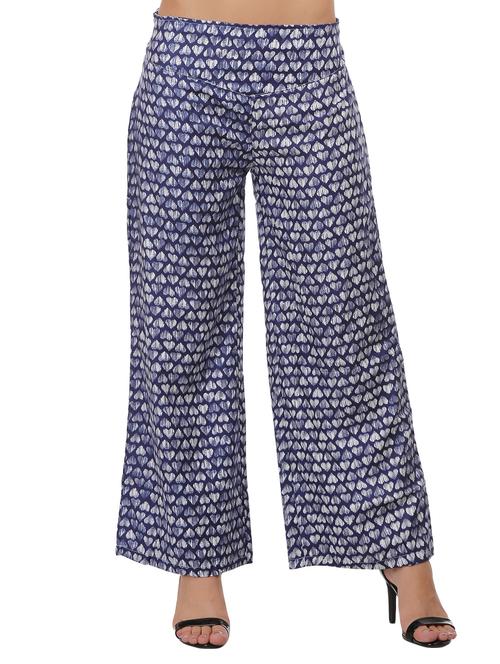blue cotton straight palazzo - 15111071 - Standard Image - 1