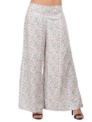 White floral flared palazzo - 15111315 - Standard Image - 1