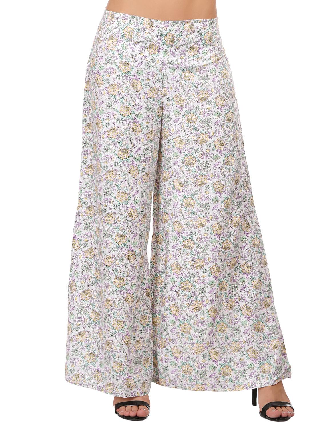 White floral flared palazzo - 15111315 - Zoom Image - 1