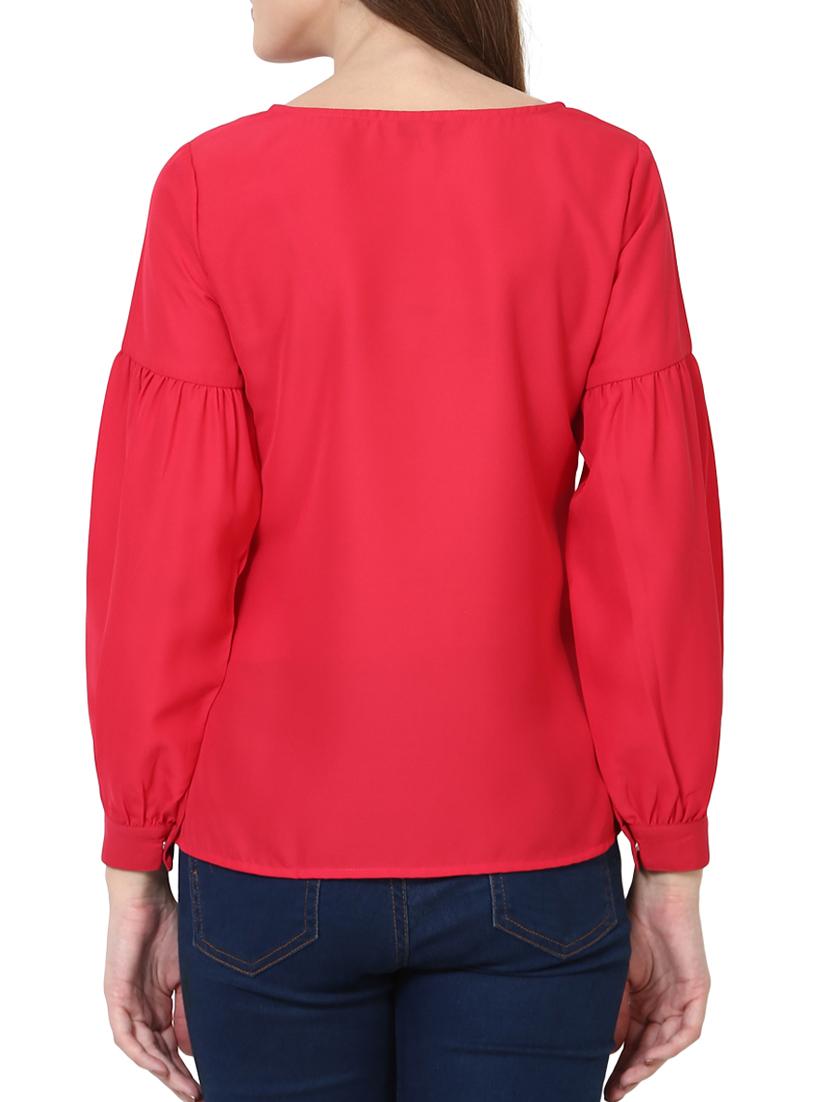bishop sleeve top stitch neckline top - 15111499 - Zoom Image - 3