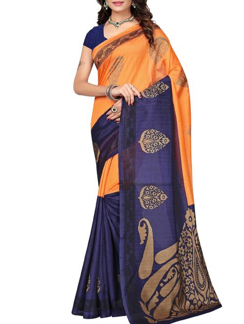 orange cotton bhagalpuri saree with blouse - 15111687 - Very Small Image - 1