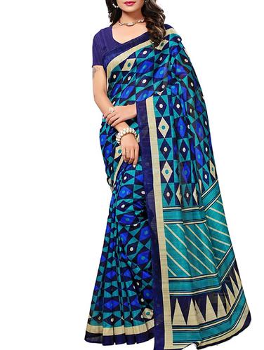 blue cotton bhagalpuri saree with blouse - 15111691 - Very Small Image - 1
