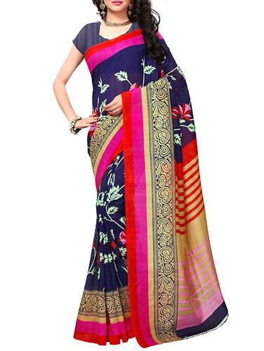 blue cotton bhagalpuri saree with blouse - 15111695 - Very Small Image - 1