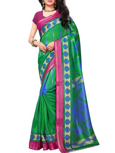 green cotton bhagalpuri saree with blouse - 15111699 - Very Small Image - 1