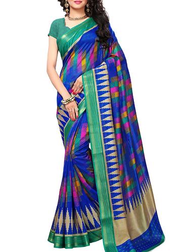 blue cotton bhagalpuri saree with blouse - 15111709 - Very Small Image - 1