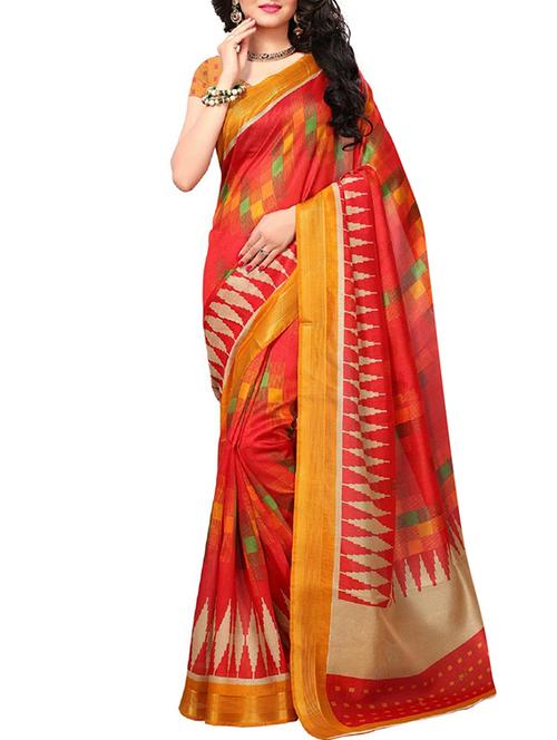 red cotton bhagalpuri saree with blouse - 15111713 - Very Small Image - 1