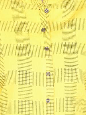yellow cotton straight kurta - 15112205 - Standard Image - 4