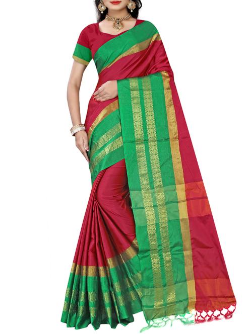 red art silk bordered saree with blouse - 15112521 - Standard Image - 1