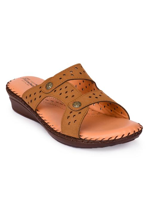tan faux leather slippers - 15112585 - Very Small Image - 1