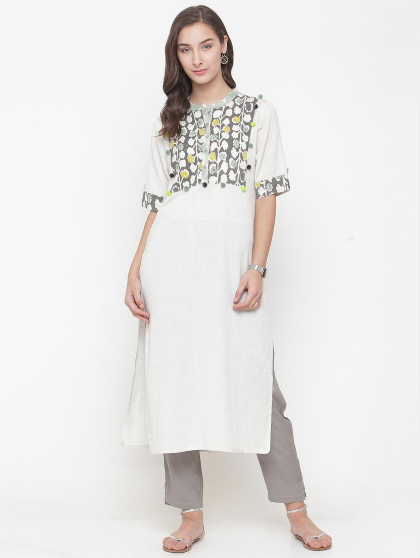 Printed yoke kurta with pant set - 15112688 - Zoom Image - 1