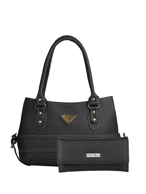 black leatherette (pu) combo handbag - 15112755 - Standard Image - 1