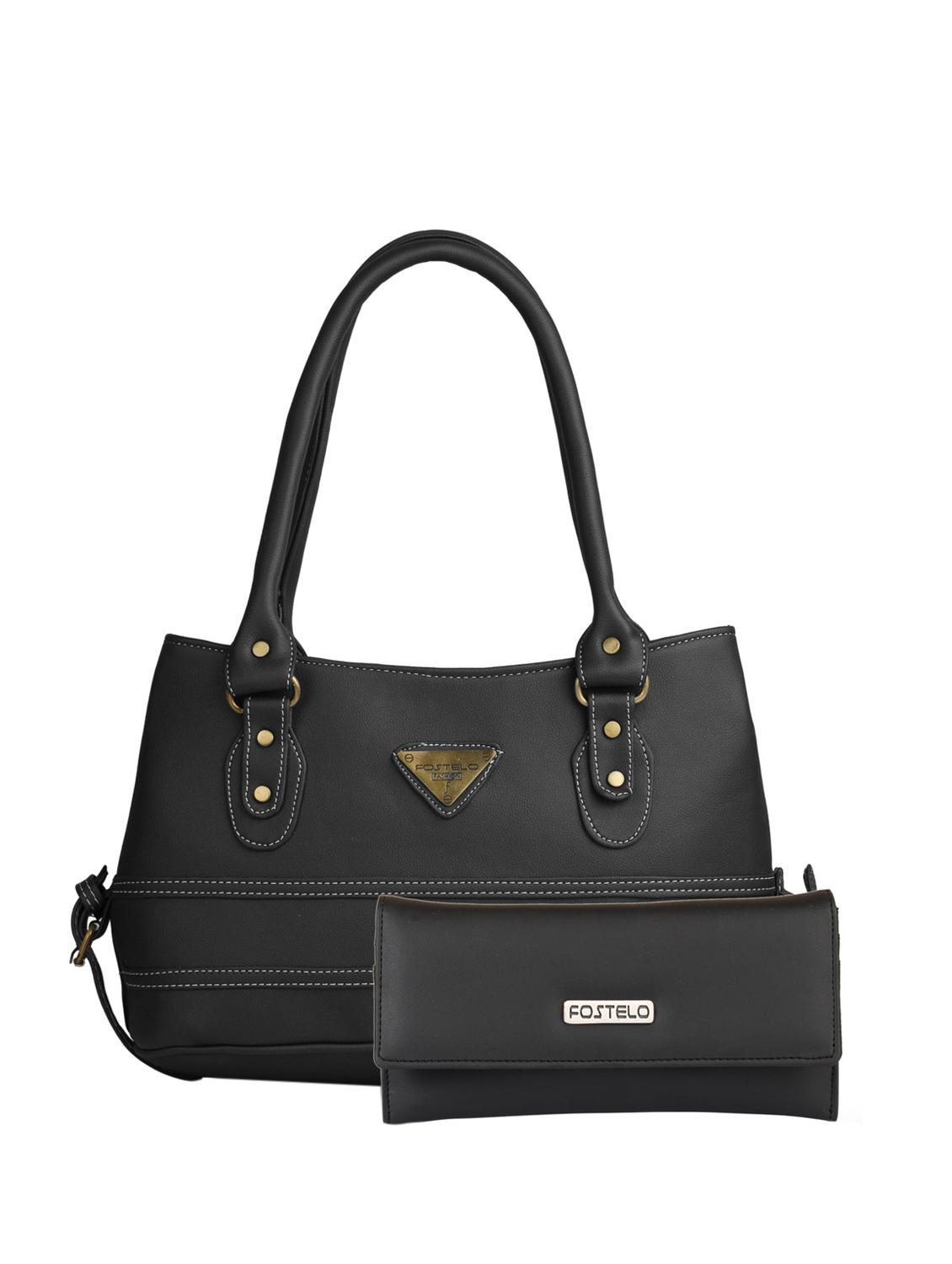 black leatherette (pu) combo handbag - 15112755 - Zoom Image - 1
