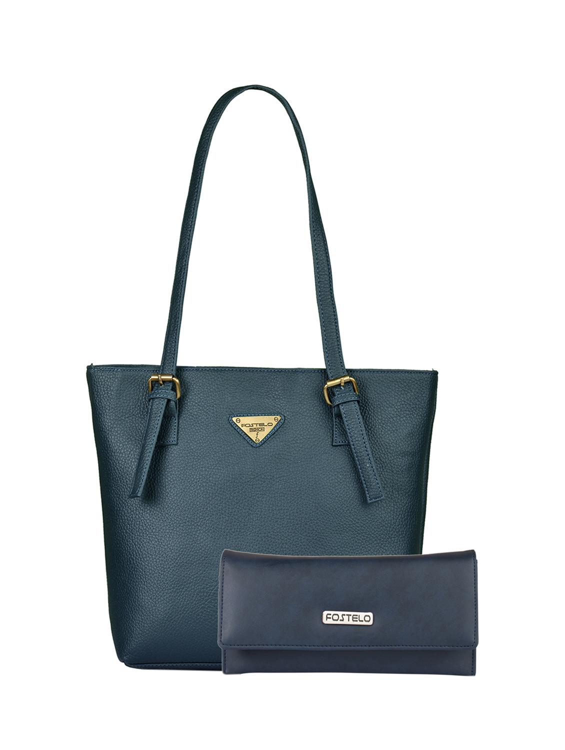 blue leatherette (pu) combo handbag - 15112808 - Zoom Image - 1