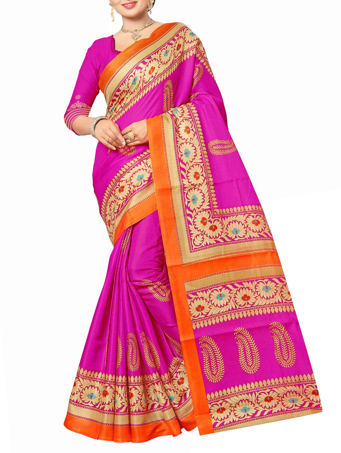 pink art silk bhagalpuri saree with blouse - 15112895 - Zoom Image - 1