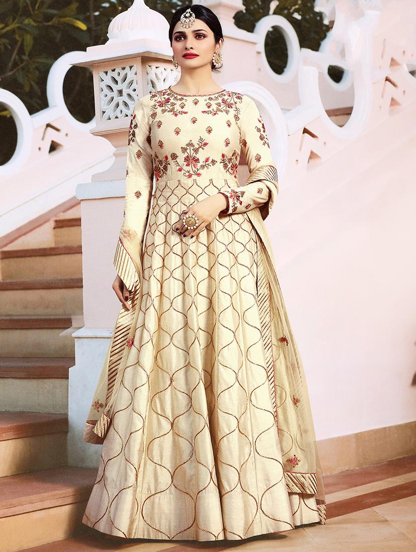 Embroidered semi-stitched anarkali suit - 15112998 - Zoom Image - 1