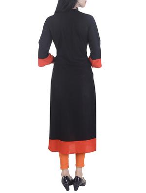 black viscose straight kurta - 15113065 - Standard Image - 3