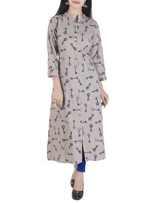 grey rayon straight kurta - 15113074 - Standard Image - 1
