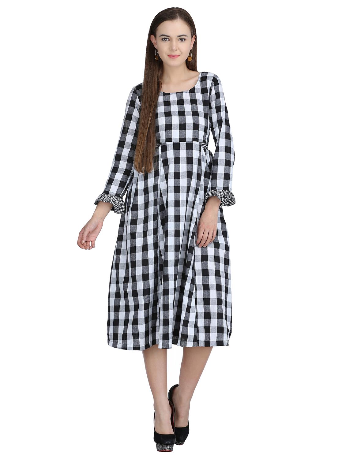 fit & flare checkered dress - 15113261 - Zoom Image - 1
