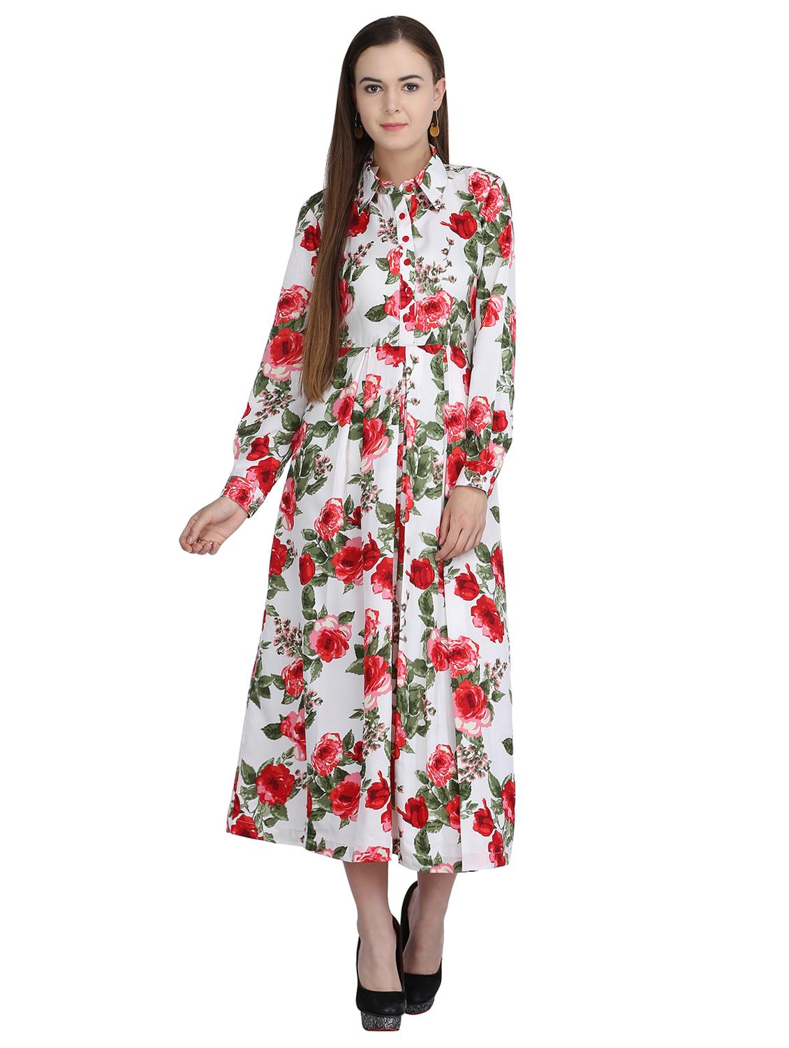 pleated floral belted maxi dress - 15113270 - Zoom Image - 1
