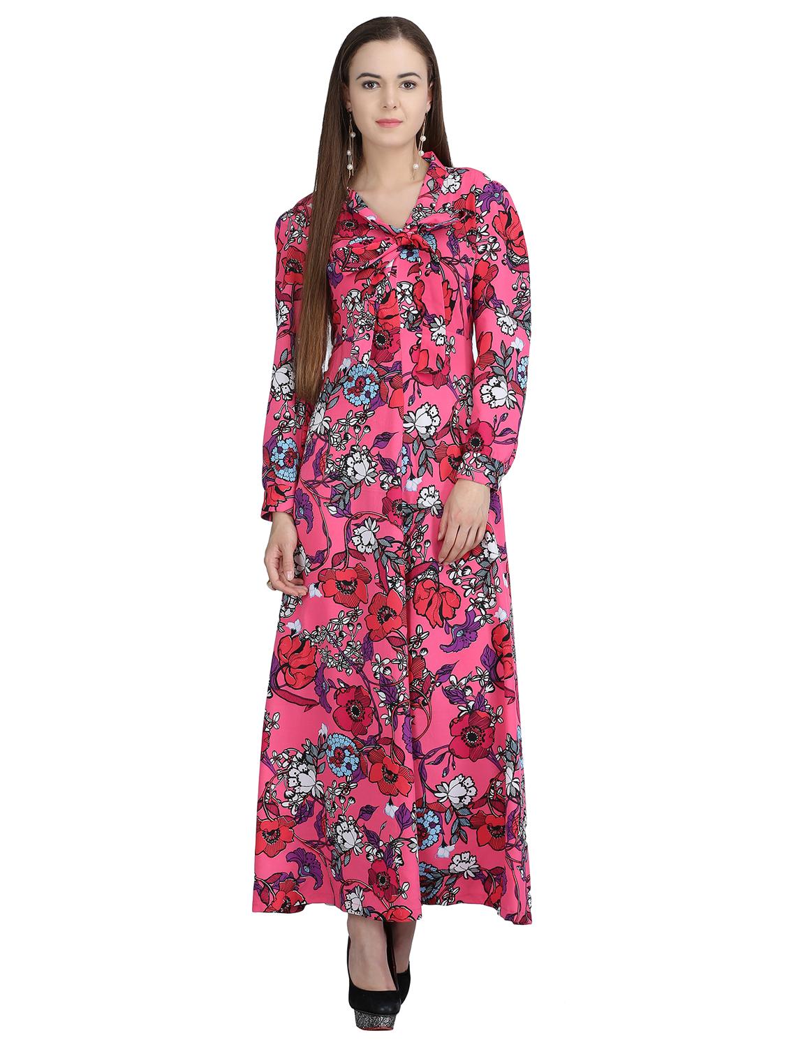 knotted neck floral maxi dress - 15113274 - Zoom Image - 1