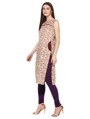 beige cotton aline kurta - 15113425 - Standard Image - 2