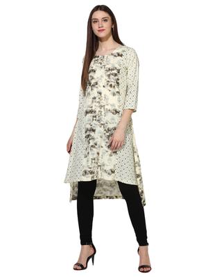 white cotton highlow kurta - 15113440 - Standard Image - 1
