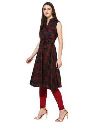 black cotton flared kurta - 15113443 - Standard Image - 2